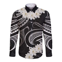 White Sunday Tokelau Gardenia Thunbergia Long Sleeve Button Shirt Fakamalo Atu Kia Te Koutou Uma LT9 Unisex Black - Polynesian Pride