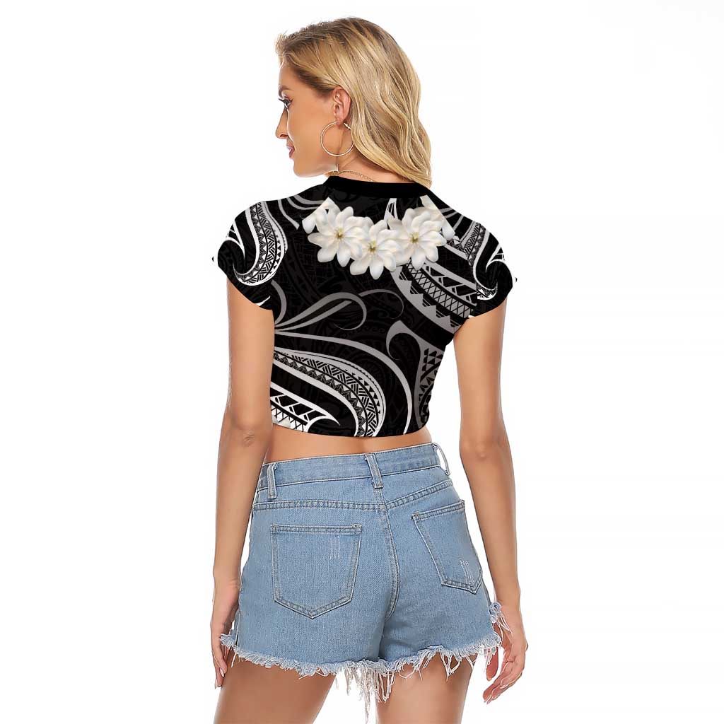 White Sunday Tokelau Gardenia Thunbergia Raglan Cropped T Shirt Fakamalo Atu Kia Te Koutou Uma LT9 - Polynesian Pride