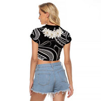White Sunday Tokelau Gardenia Thunbergia Raglan Cropped T Shirt Fakamalo Atu Kia Te Koutou Uma LT9 - Polynesian Pride