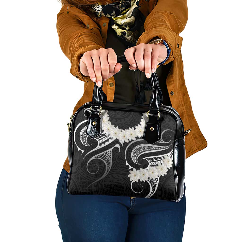 White Sunday Tokelau Gardenia Thunbergia Shoulder Handbag Fakamalo Atu Kia Te Koutou Uma LT9 One Size Black - Polynesian Pride