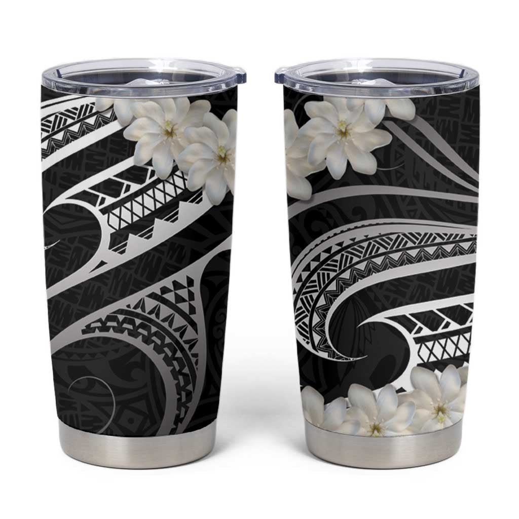 White Sunday Tokelau Gardenia Thunbergia Tumbler Cup Fakamalo Atu Kia Te Koutou Uma LT9 Black - Polynesian Pride