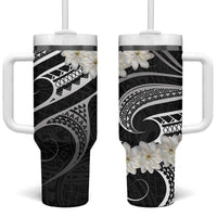 White Sunday Tokelau Gardenia Thunbergia Tumbler With Handle Fakamalo Atu Kia Te Koutou Uma LT9 One Size: 40 oz Black - Polynesian Pride
