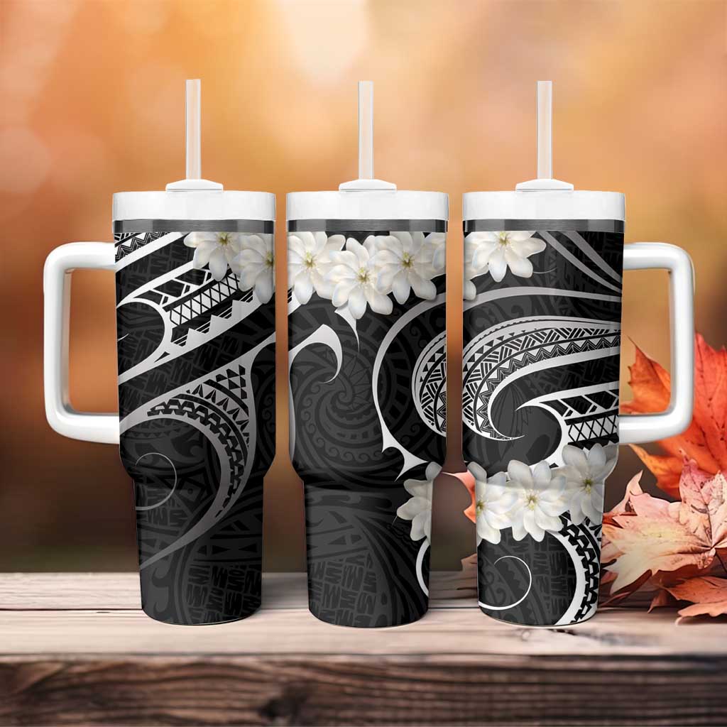 White Sunday Tokelau Gardenia Thunbergia Tumbler With Handle Fakamalo Atu Kia Te Koutou Uma LT9 - Polynesian Pride
