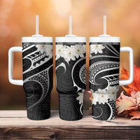 White Sunday Tokelau Gardenia Thunbergia Tumbler With Handle Fakamalo Atu Kia Te Koutou Uma LT9 - Polynesian Pride