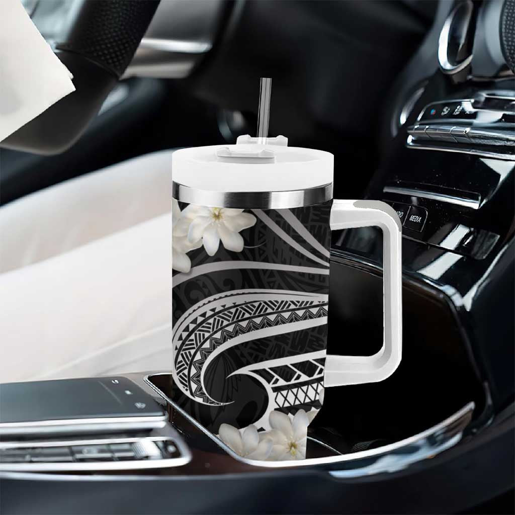 White Sunday Tokelau Gardenia Thunbergia Tumbler With Handle Fakamalo Atu Kia Te Koutou Uma LT9 - Polynesian Pride