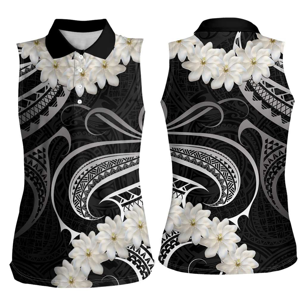 White Sunday Tokelau Gardenia Thunbergia Women Sleeveless Polo Shirt Fakamalo Atu Kia Te Koutou Uma LT9 - Polynesian Pride