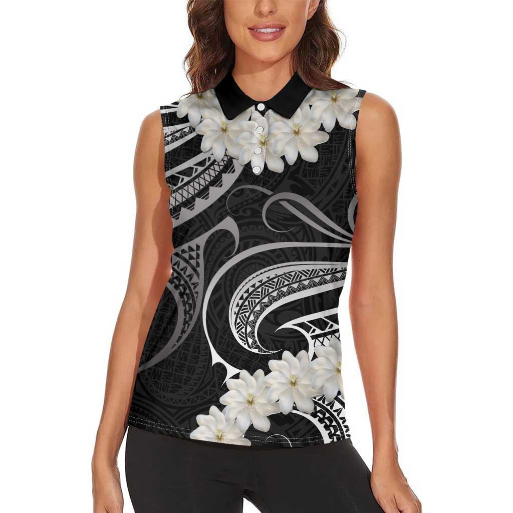 White Sunday Tokelau Gardenia Thunbergia Women Sleeveless Polo Shirt Fakamalo Atu Kia Te Koutou Uma LT9 - Polynesian Pride