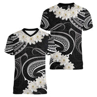 White Sunday Tokelau Gardenia Thunbergia Women V-Neck T-Shirt Fakamalo Atu Kia Te Koutou Uma LT9 - Polynesian Pride