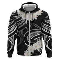 White Sunday Tokelau Gardenia Thunbergia Zip Hoodie Fakamalo Atu Kia Te Koutou Uma LT9 Zip Hoodie Black - Polynesian Pride
