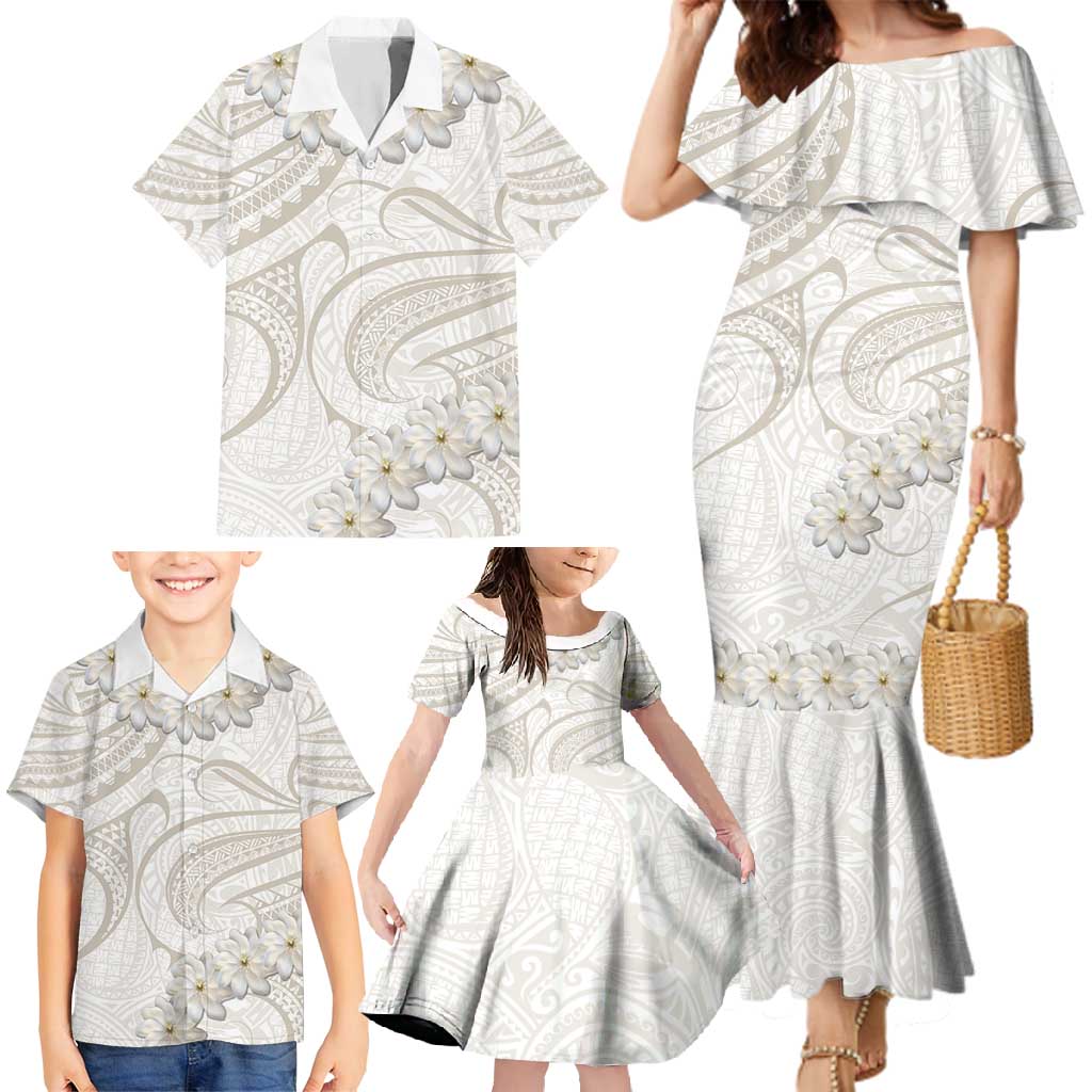 Tokelau Gardenia Thunbergia Family Matching Mermaid Dress and Hawaiian Shirt Polynesian Art Vibe LT9 - Polynesian Pride