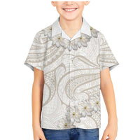 Tokelau Gardenia Thunbergia Family Matching Mermaid Dress and Hawaiian Shirt Polynesian Art Vibe LT9 Son's Shirt White - Polynesian Pride