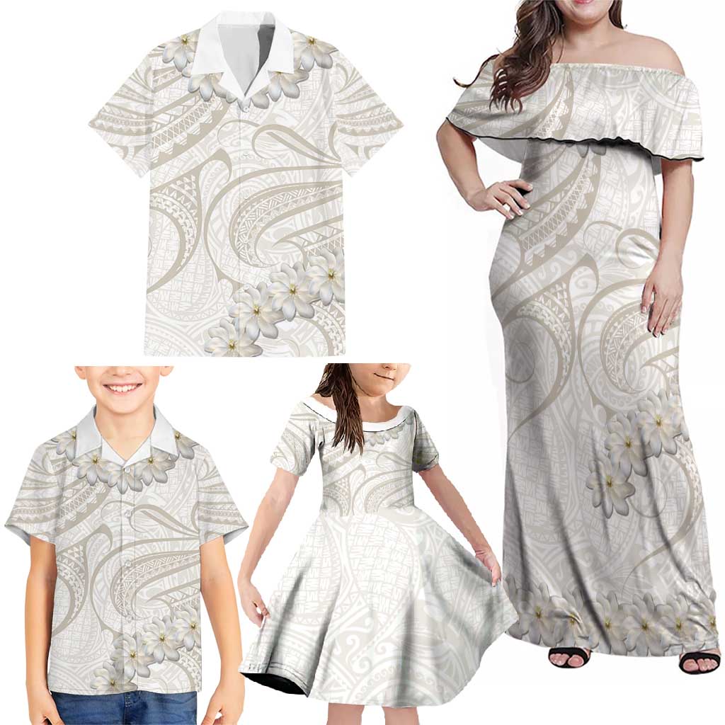 Tokelau Gardenia Thunbergia Family Matching Off Shoulder Maxi Dress and Hawaiian Shirt Polynesian Art Vibe LT9 - Polynesian Pride