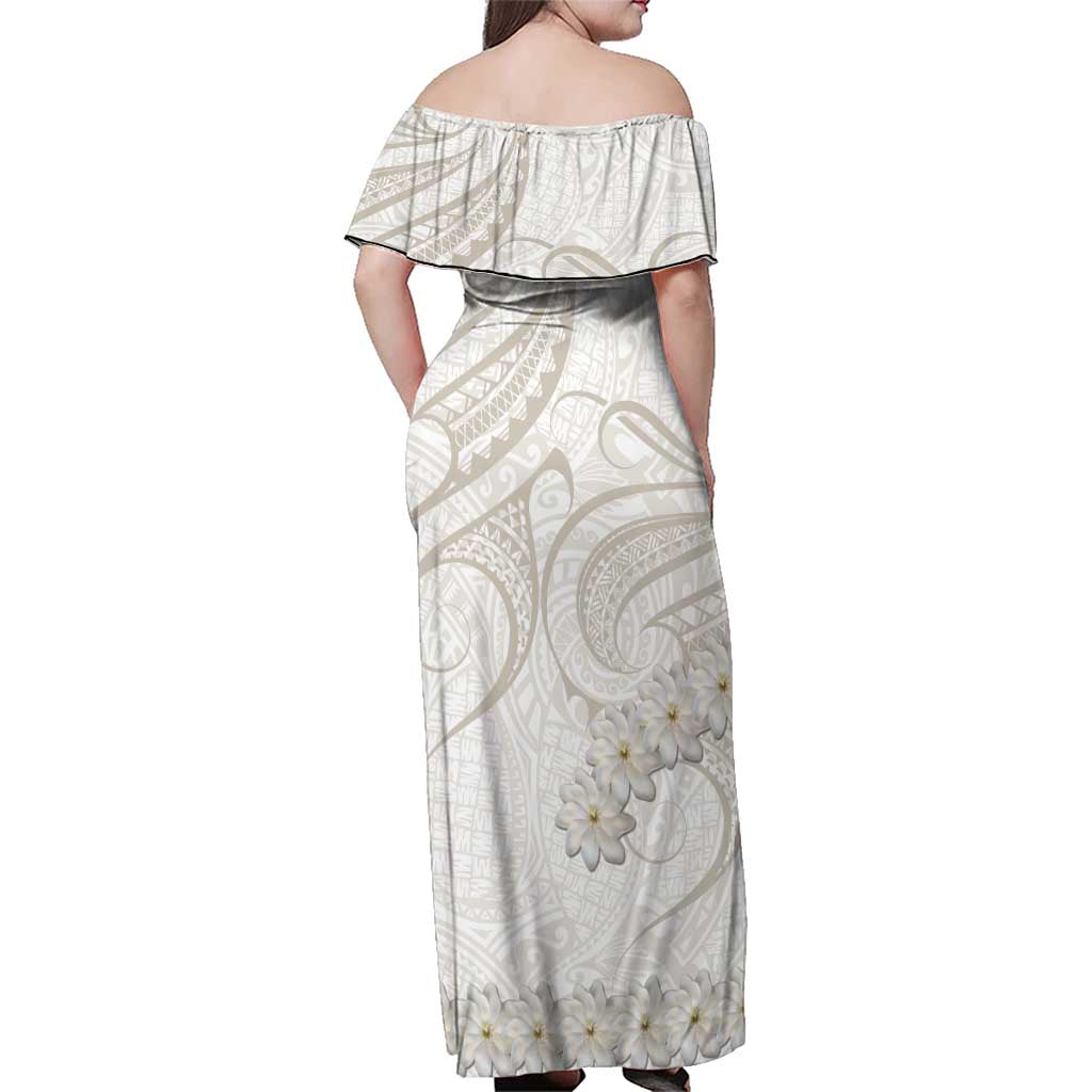 Tokelau Gardenia Thunbergia Family Matching Off Shoulder Maxi Dress and Hawaiian Shirt Polynesian Art Vibe LT9 - Polynesian Pride