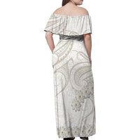 Tokelau Gardenia Thunbergia Family Matching Off Shoulder Maxi Dress and Hawaiian Shirt Polynesian Art Vibe LT9 - Polynesian Pride