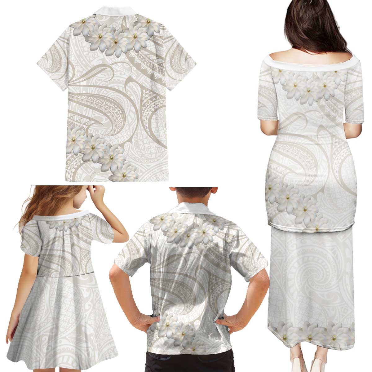 Tokelau Gardenia Thunbergia Family Matching Puletasi and Hawaiian Shirt Polynesian Art Vibe LT9 - Polynesian Pride