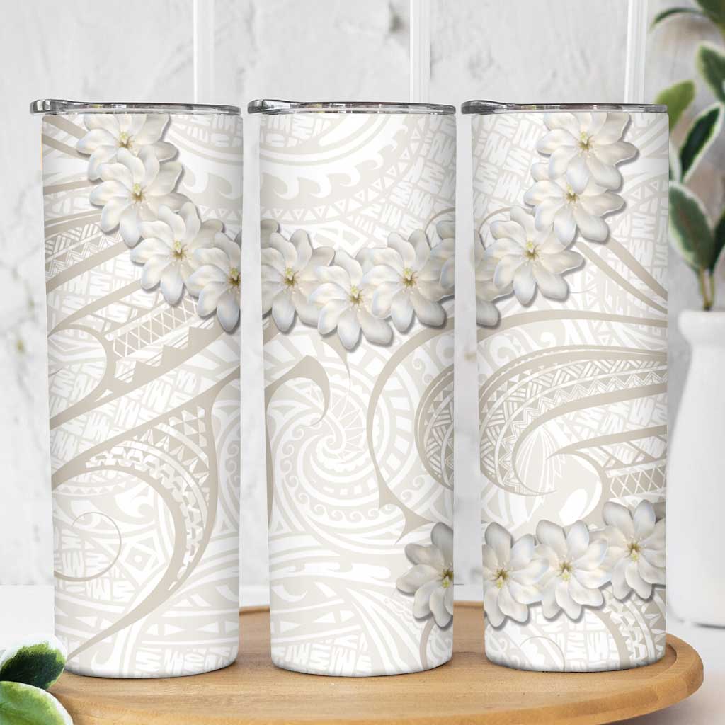 Tokelau Gardenia Thunbergia Skinny Tumbler Polynesian Art Vibe LT9 - Polynesian Pride