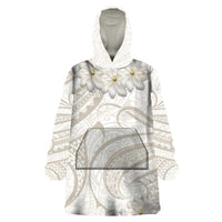 Tokelau Gardenia Thunbergia Wearable Blanket Hoodie Polynesian Art Vibe LT9 One Size White - Polynesian Pride