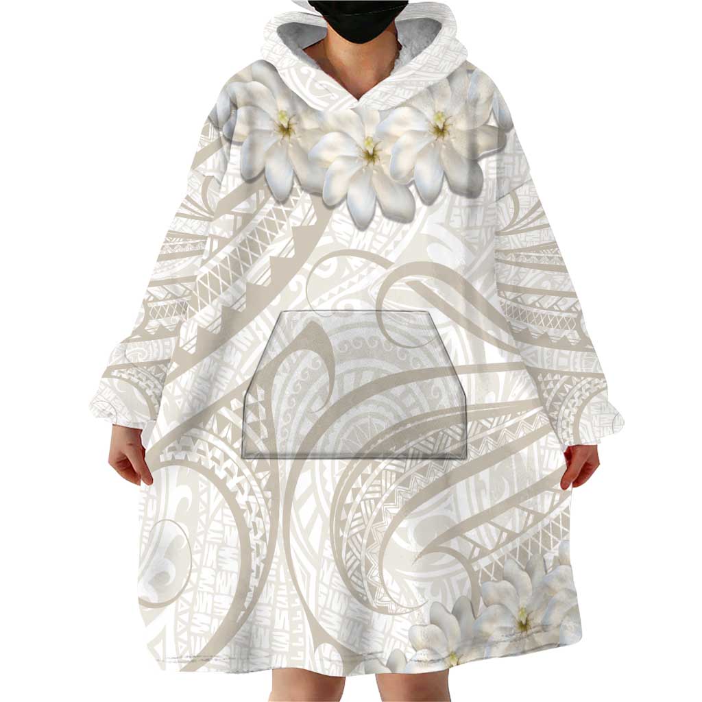 Tokelau Gardenia Thunbergia Wearable Blanket Hoodie Polynesian Art Vibe LT9 - Polynesian Pride