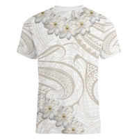 Tokelau Gardenia Thunbergia Women V-Neck T-Shirt Polynesian Art Vibe LT9 - Polynesian Pride
