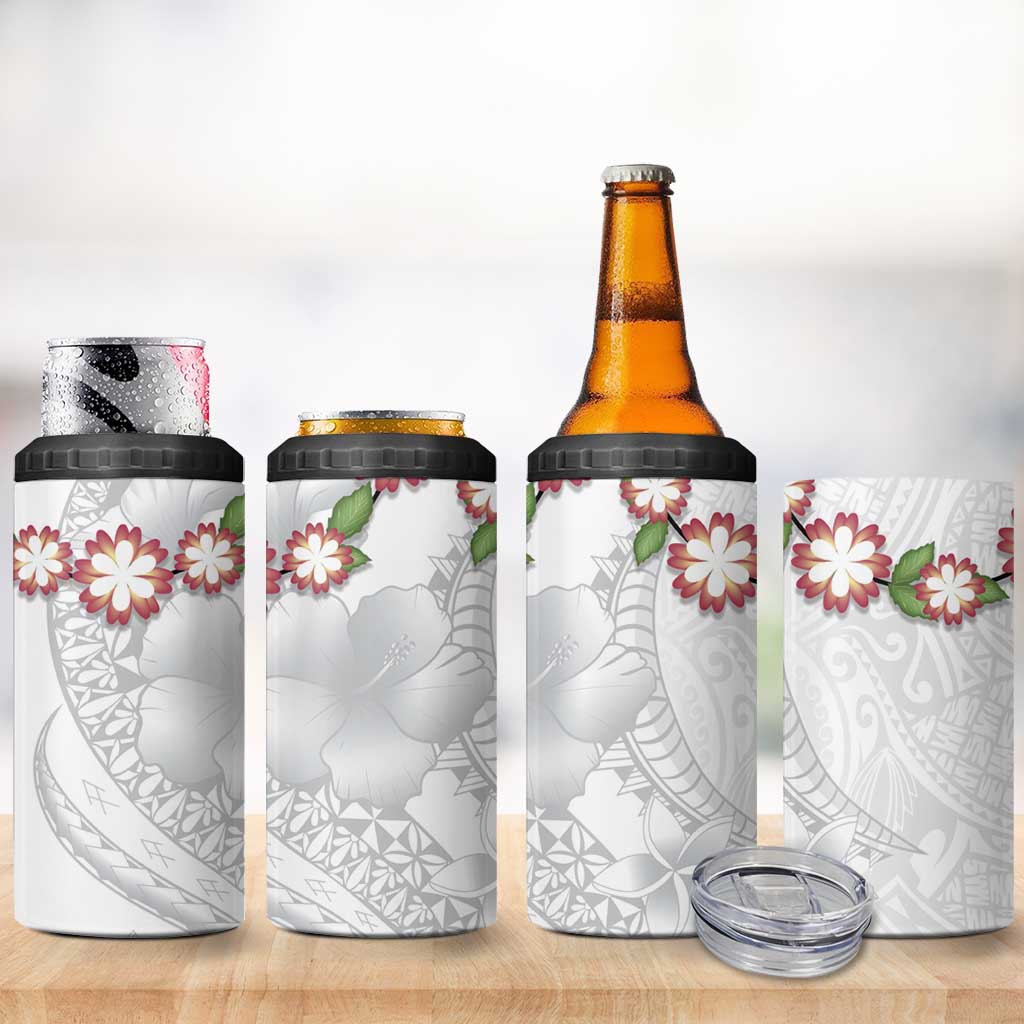 Manuia le Aso Sa o Tamaiti Tonga 4 in 1 Can Cooler Tumbler White Sunday Heilala Lei LT9 - Polynesian Pride