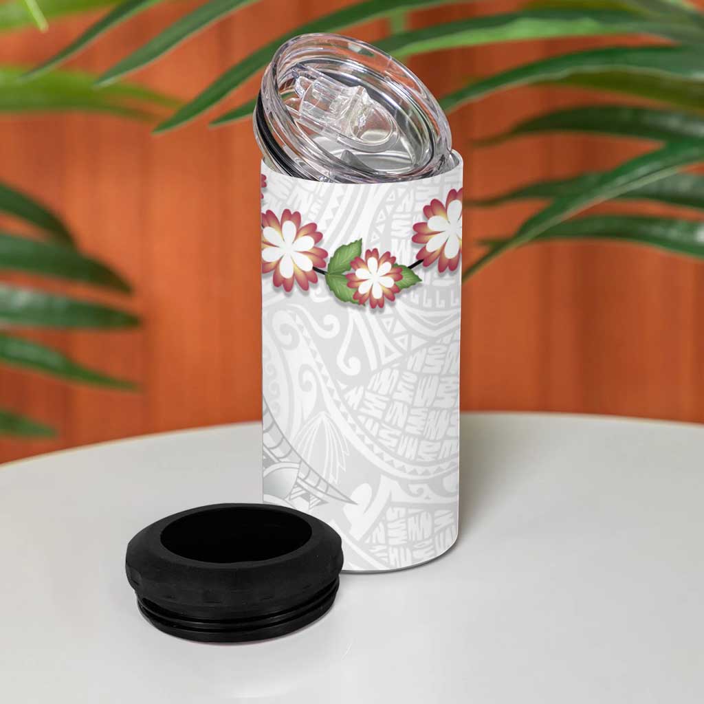 Manuia le Aso Sa o Tamaiti Tonga 4 in 1 Can Cooler Tumbler White Sunday Heilala Lei LT9 - Polynesian Pride