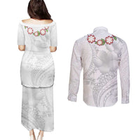 Manuia le Aso Sa o Tamaiti Tonga Couples Matching Puletasi and Long Sleeve Button Shirt White Sunday Heilala Lei LT9 - Polynesian Pride