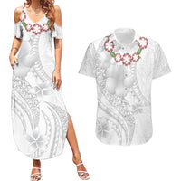 Manuia le Aso Sa o Tamaiti Tonga Couples Matching Summer Maxi Dress and Hawaiian Shirt White Sunday Heilala Lei LT9 White - Polynesian Pride