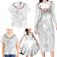 Manuia le Aso Sa o Tamaiti Tonga Family Matching Long Sleeve Bodycon Dress and Hawaiian Shirt White Sunday Heilala Lei LT9 - Polynesian Pride
