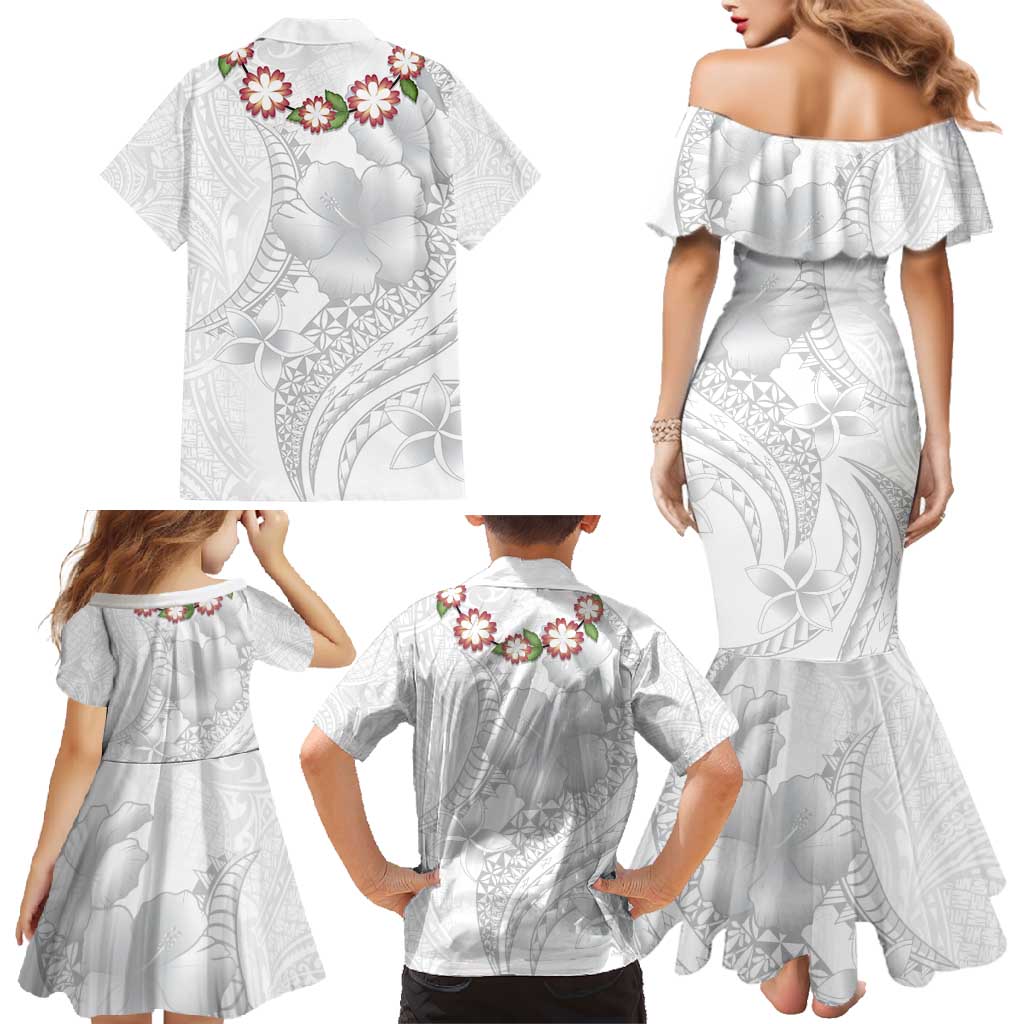 Manuia le Aso Sa o Tamaiti Tonga Family Matching Mermaid Dress and Hawaiian Shirt White Sunday Heilala Lei LT9 - Polynesian Pride