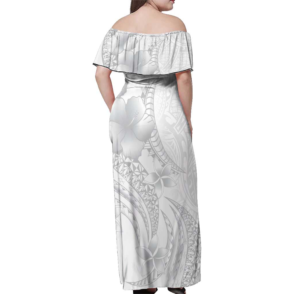 Manuia le Aso Sa o Tamaiti Tonga Family Matching Off Shoulder Maxi Dress and Hawaiian Shirt White Sunday Heilala Lei LT9 - Polynesian Pride