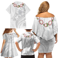 Manuia le Aso Sa o Tamaiti Tonga Family Matching Off Shoulder Short Dress and Hawaiian Shirt White Sunday Heilala Lei LT9 - Polynesian Pride