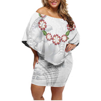 Manuia le Aso Sa o Tamaiti Tonga Family Matching Off Shoulder Short Dress and Hawaiian Shirt White Sunday Heilala Lei LT9 Mom's Dress White - Polynesian Pride