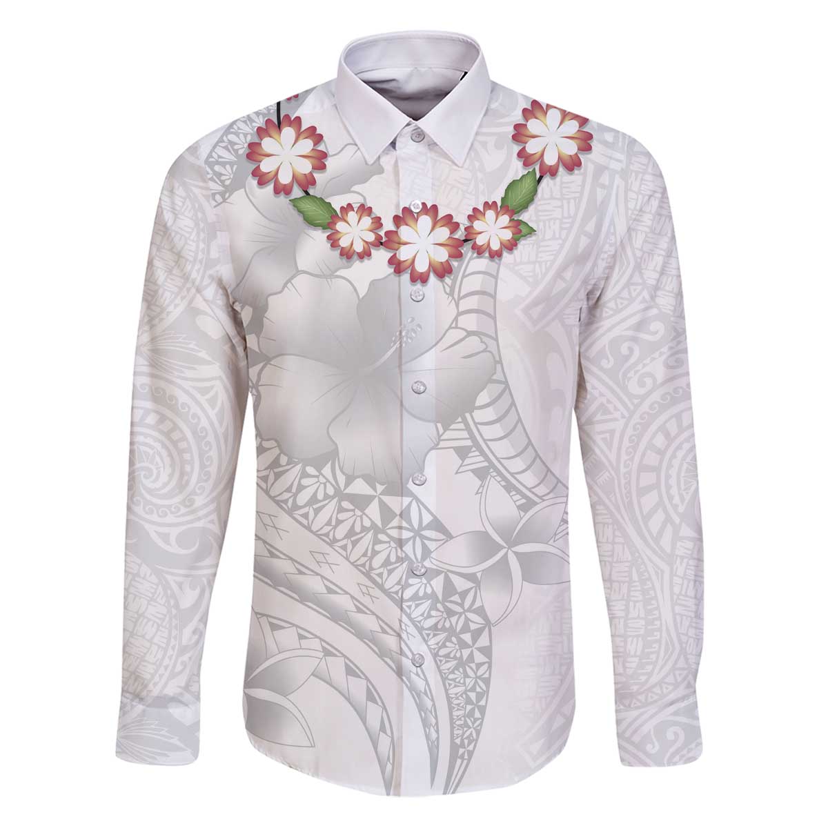 Manuia le Aso Sa o Tamaiti Tonga Family Matching Puletasi and Hawaiian Shirt White Sunday Heilala Lei LT9 Dad's Shirt - Long Sleeve White - Polynesian Pride