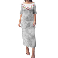 Manuia le Aso Sa o Tamaiti Tonga Family Matching Puletasi and Hawaiian Shirt White Sunday Heilala Lei LT9 Mom's Dress White - Polynesian Pride