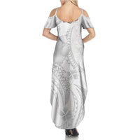 Manuia le Aso Sa o Tamaiti Tonga Family Matching Summer Maxi Dress and Hawaiian Shirt White Sunday Heilala Lei LT9 - Polynesian Pride