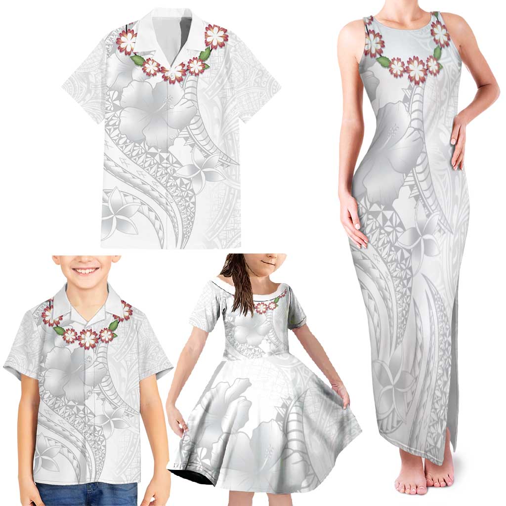 Manuia le Aso Sa o Tamaiti Tonga Family Matching Tank Maxi Dress and Hawaiian Shirt White Sunday Heilala Lei LT9 - Polynesian Pride
