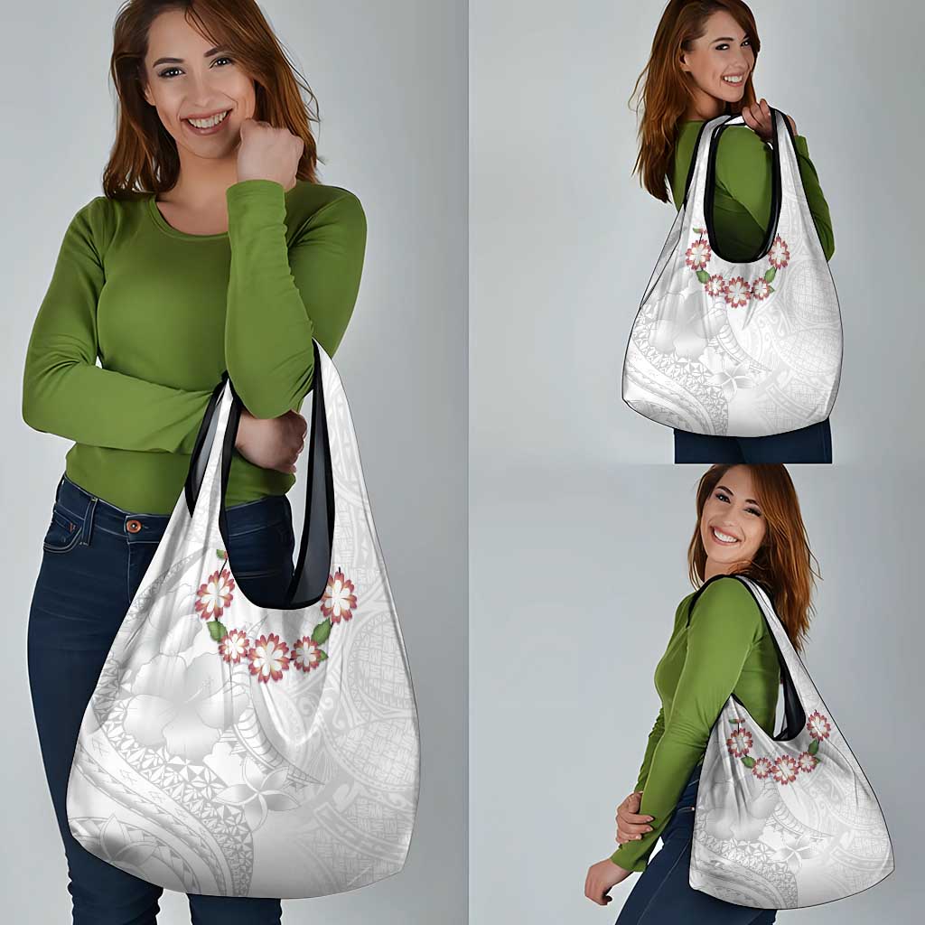 Manuia le Aso Sa o Tamaiti Tonga Grocery Bag White Sunday Heilala Lei
