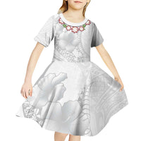 Manuia le Aso Sa o Tamaiti Tonga Kid Short Sleeve Dress White Sunday Heilala Lei LT9 - Polynesian Pride