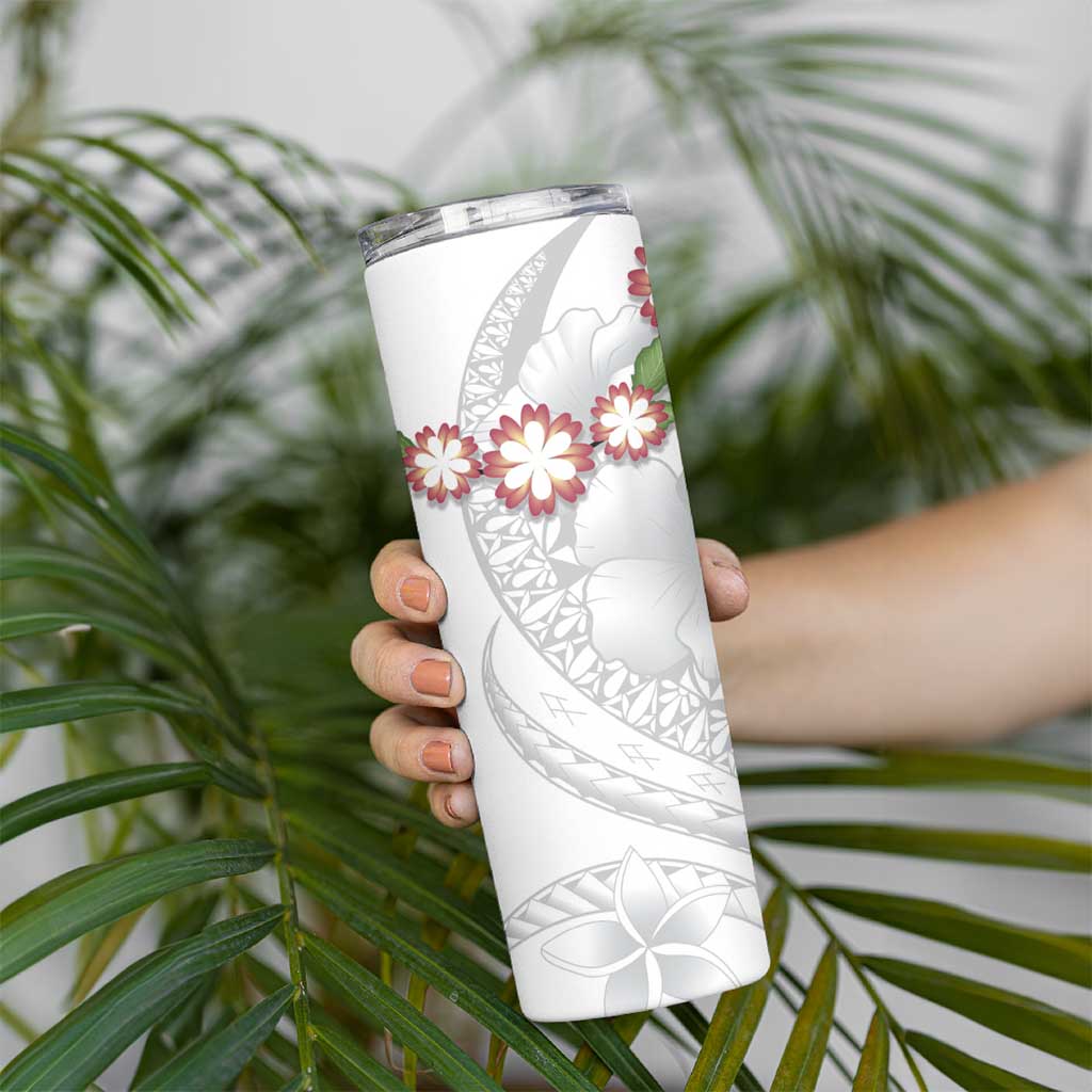 Manuia le Aso Sa o Tamaiti Tonga Skinny Tumbler White Sunday Heilala Lei LT9 - Polynesian Pride