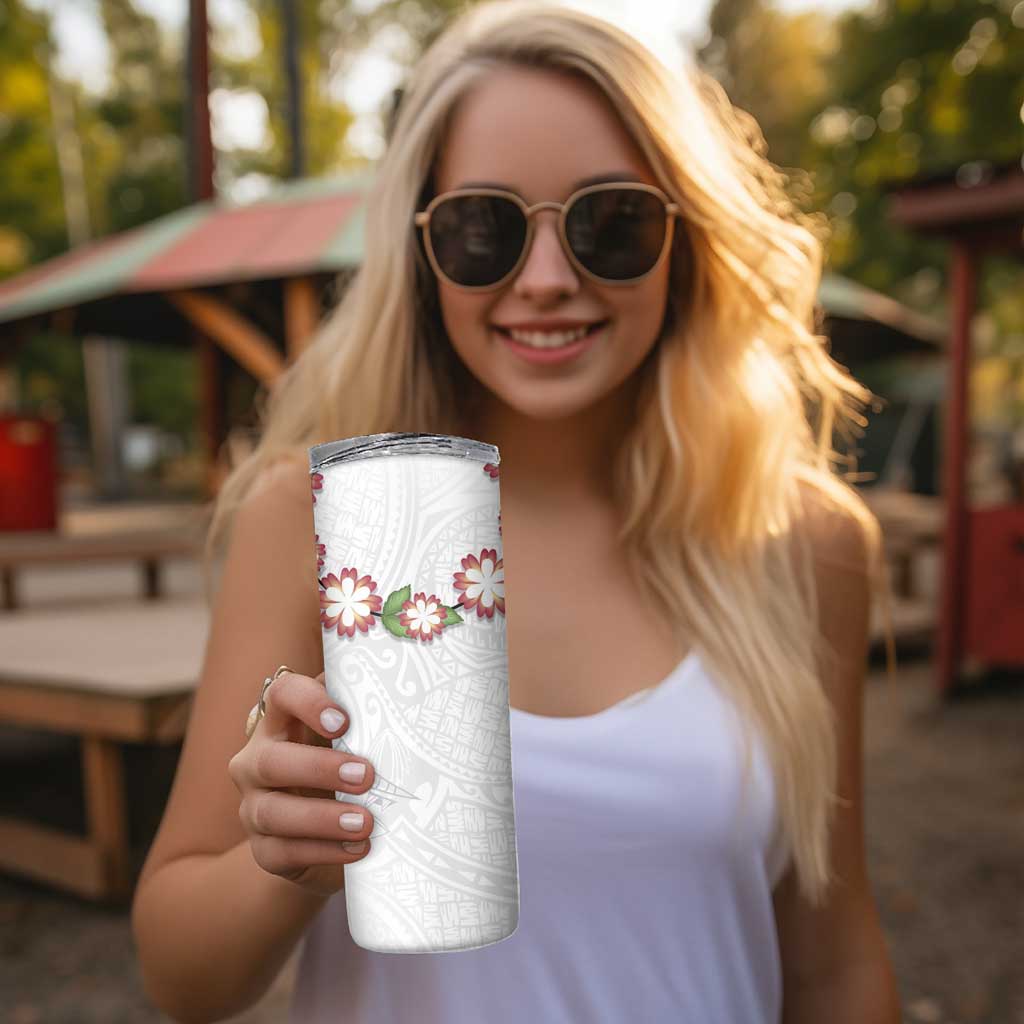 Manuia le Aso Sa o Tamaiti Tonga Skinny Tumbler White Sunday Heilala Lei LT9 - Polynesian Pride