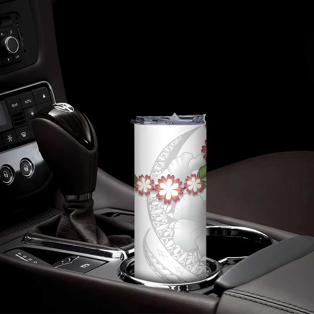 Manuia le Aso Sa o Tamaiti Tonga Skinny Tumbler White Sunday Heilala Lei LT9 - Polynesian Pride
