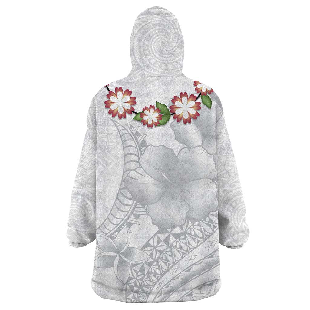 Manuia le Aso Sa o Tamaiti Tonga Wearable Blanket Hoodie White Sunday Heilala Lei LT9 - Polynesian Pride