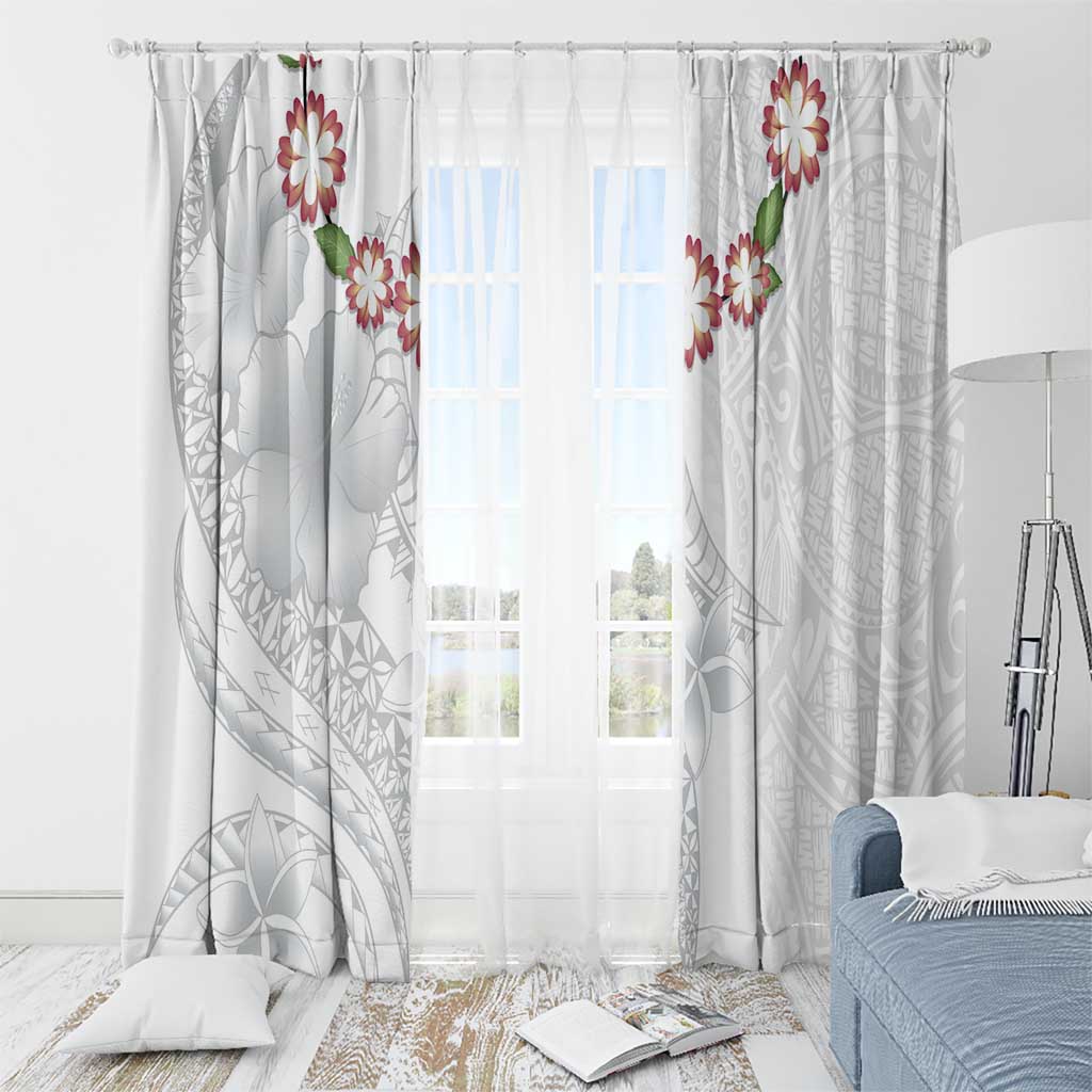 Manuia le Aso Sa o Tamaiti Tonga Window Curtain White Sunday Heilala Lei