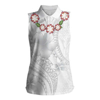 Manuia le Aso Sa o Tamaiti Tonga Women Sleeveless Polo Shirt White Sunday Heilala Lei LT9 Female White - Polynesian Pride