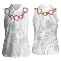 Manuia le Aso Sa o Tamaiti Tonga Women Sleeveless Polo Shirt White Sunday Heilala Lei LT9 - Polynesian Pride
