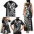 Hawaiian Sea Turtle Family Matching Tank Maxi Dress and Hawaiian Shirt Black Hibiscus Flowers and Kakau Pattern