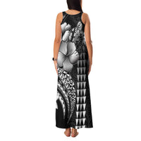 Hawaiian Sea Turtle Family Matching Tank Maxi Dress and Hawaiian Shirt Black Hibiscus Flowers and Kakau Pattern LT9 - Polynesian Pride