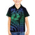 Hawaiian Sea Turtle Family Matching Long Sleeve Bodycon Dress and Hawaiian Shirt Blue Hibiscus Flowers and Kakau Pattern