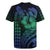 Hawaiian Sea Turtle Rugby Jersey Blue Hibiscus Flowers and Kakau Pattern