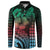 Hawaiian Sea Turtle Button Sweatshirt Green Hibiscus Flowers and Kakau Pattern